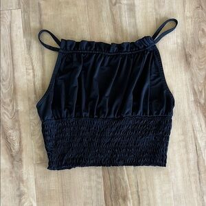 Urban Outfitters Black Smocked Sleeveless Tank Top